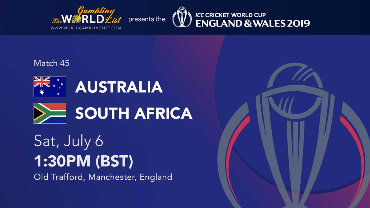 Austraila vs South Africa betting prediction, ICC World Cup 2019 betting guide