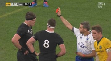 Scott Barrett was red-carded in the All Blacks shock Bledisloe Cup loss to Australia