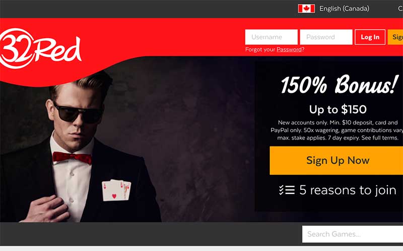 32Red Casino sign up bonus Canada