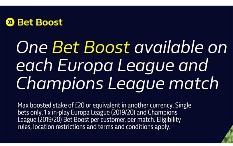 William Hill bet boost - Champions League promo