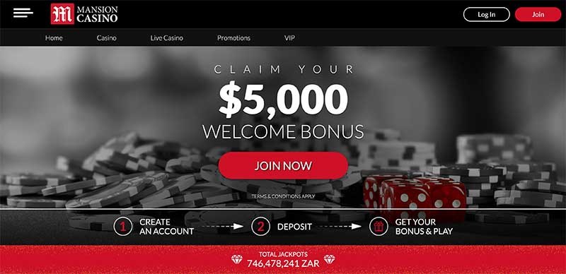 Mansion Casino sign up bonus