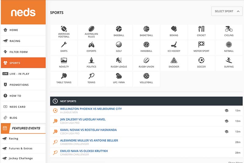 Neds allows customers to fund their accounts with Bank transfers