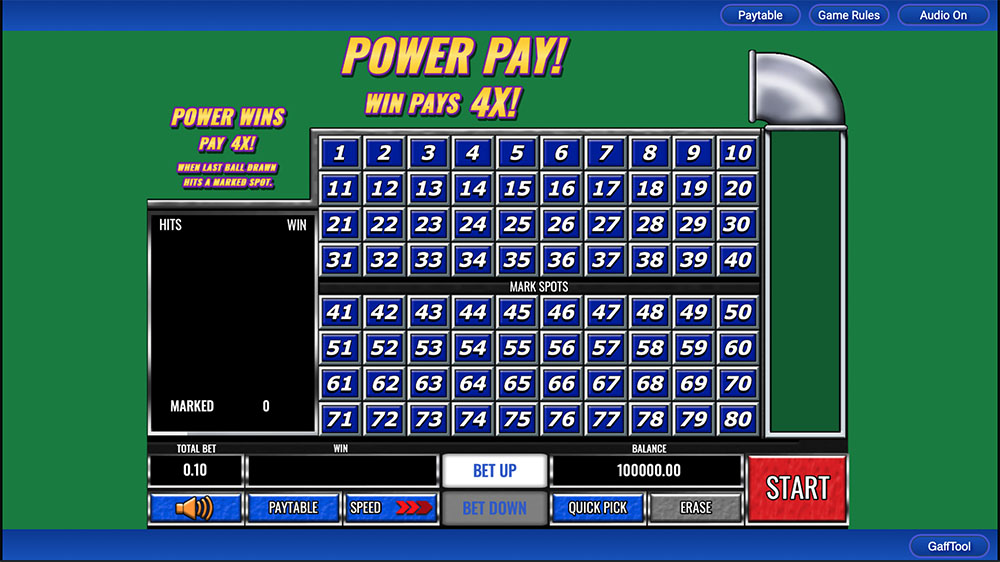 Power Keno is a very popular online version available at real money casinos