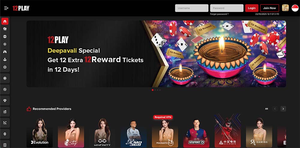 12Play is am emerging Singapore gambling website
