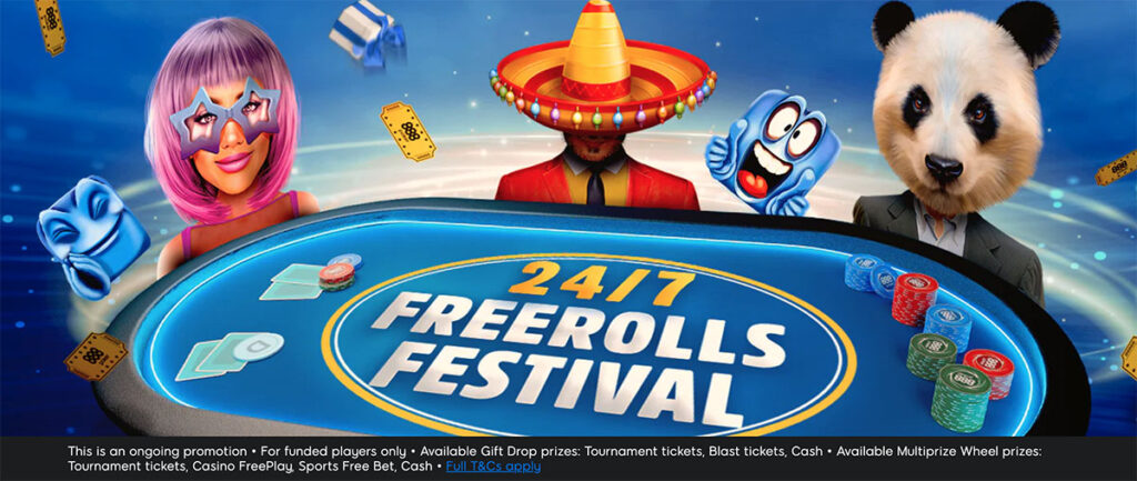 888Poker promotions include a free roll extravaganza