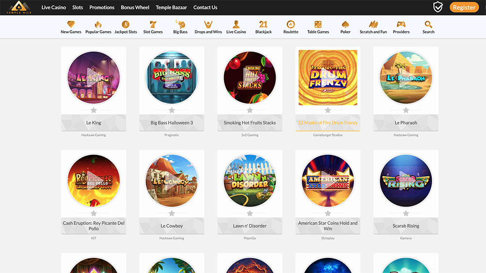 Temple Nile is a popular slots site in the UK