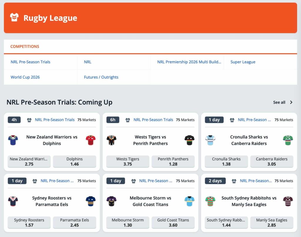 Neds rugby league betting is popular in Australia