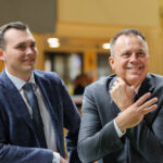 Caspar Fownes celebrates his winning treble at Happy Valley on Wednesday.