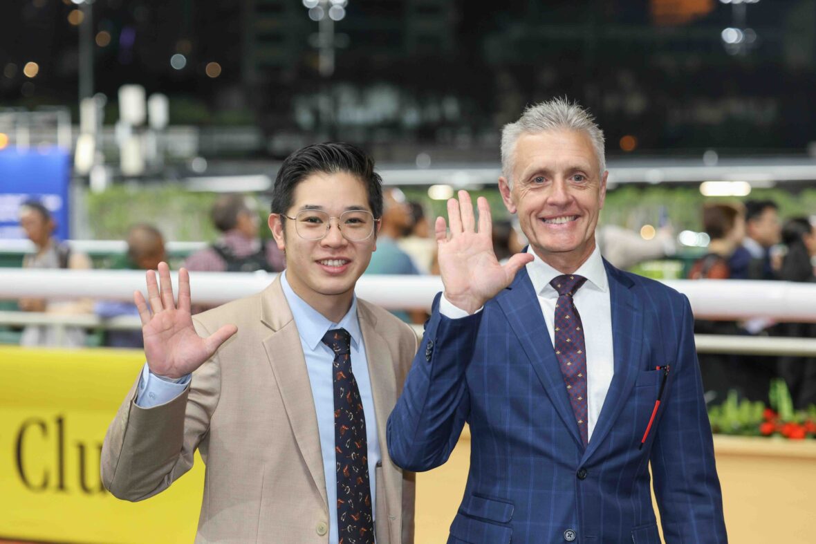 Mark Newnham celebrates his five-timer at Happy Valley on March 18, 2026