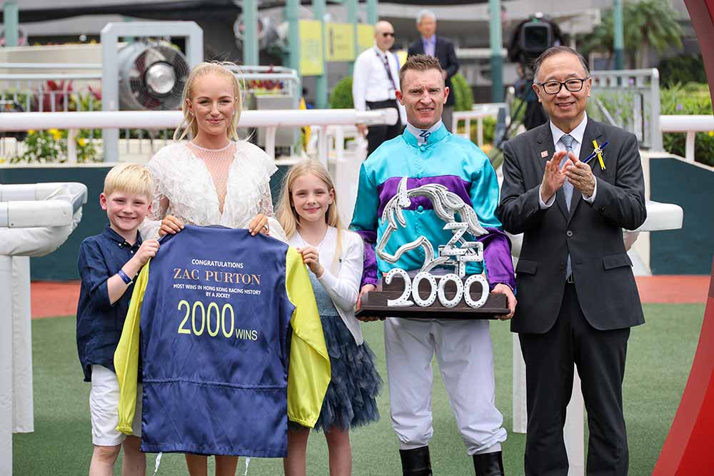 Zac Purton and family celebrate win number 2000 in Hong Kong racing
