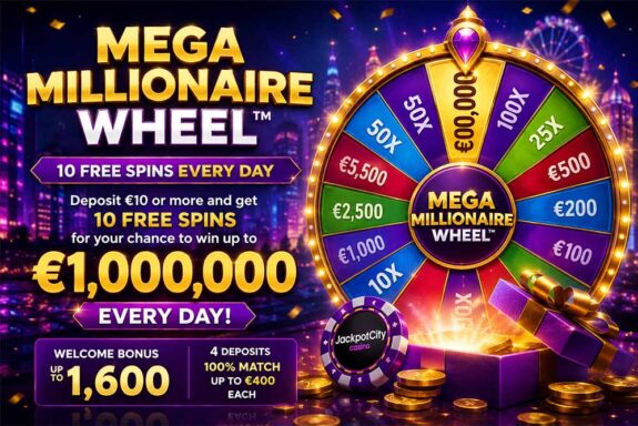 Win a million euros via Jackpot City Casino's Mega Millionaire Wheel