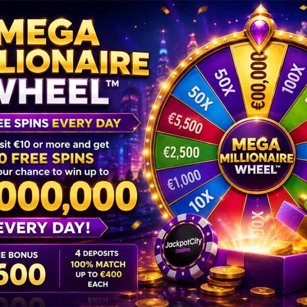 Win a million euros via Jackpot City Casino's Mega Millionaire Wheel