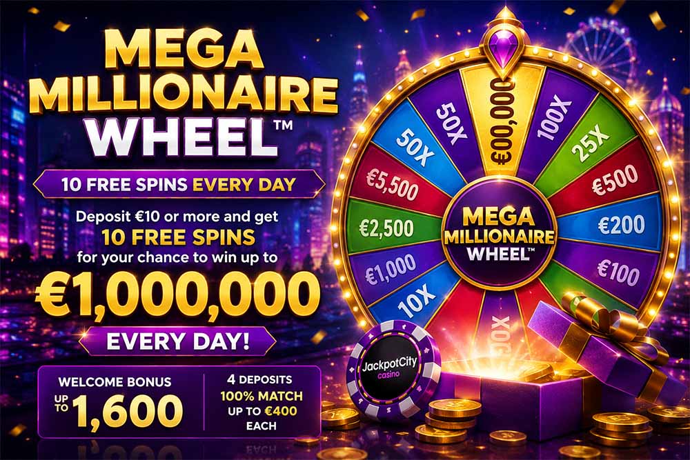 Win a million euros via Jackpot City Casino's Mega Millionaire Wheel