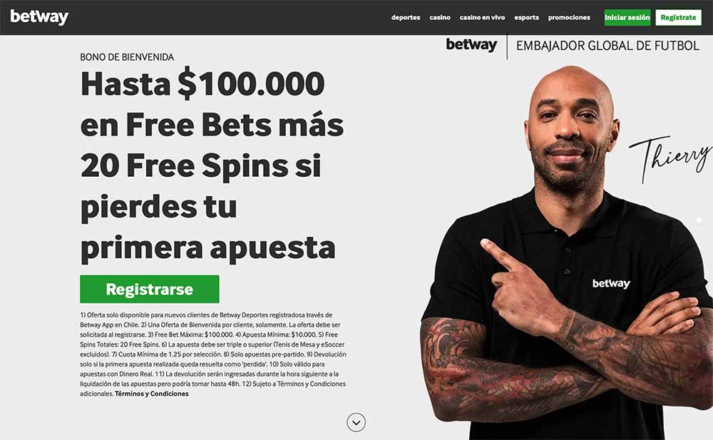 Betway accepts punters from Chile