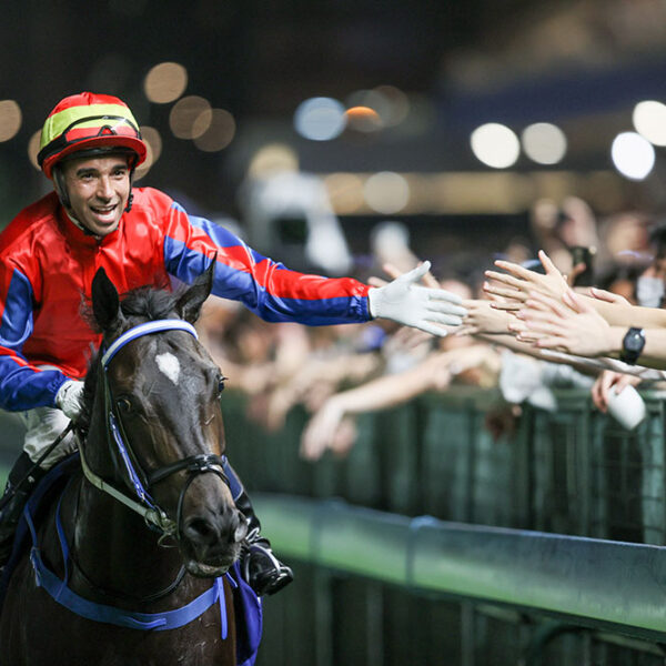 Joao Moreira celebrates Eight For Glory victory at Happy valley