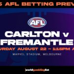 Fremantle v Carlton betting tips for August 22, 2026