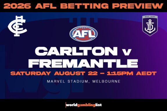 Fremantle v Carlton betting tips for August 22, 2026