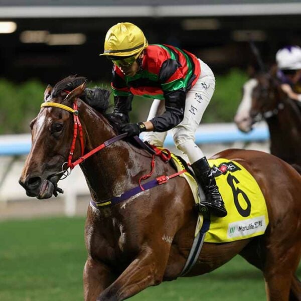 Vincent Ho drives Fortunate Son clear in the Class 3 Tai Hang Handicap.