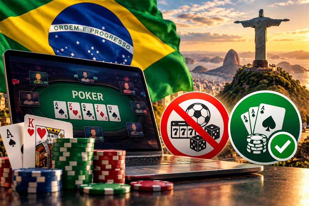 Brazil's gambling ban excludes online poker