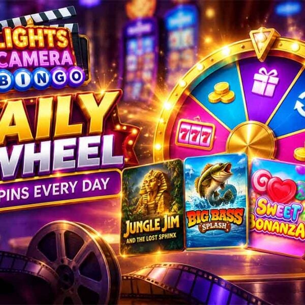 Lights Camera Bingo running daily wheel free spins deal